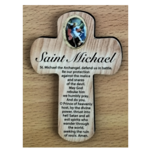 Wooden Pocket Cross - St. Michael
