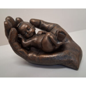 Child in Hand 6cm Bronze Statue