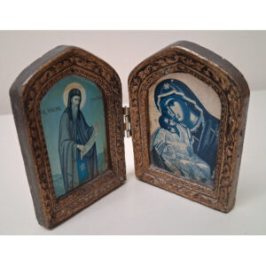 Standing Diptych of Saint Gerasimos and Madonna with child