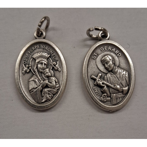 Our Lady of Perpetual Help and Saint Gerard Oxidised Medal