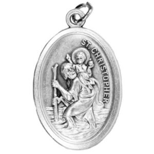 Saint Christopher Oxidised Medal