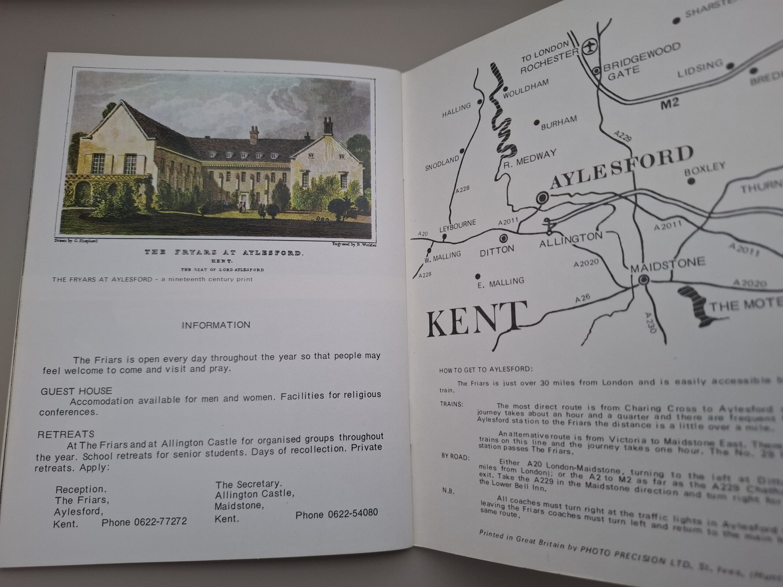 Vintage/Classic Aylesford Priory ‘The Friars’ Guidebook - Image 2