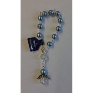 One Decade Angel Car Rosary, Blue Beads