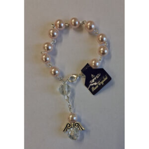 One Decade Angel Car Rosary, Pink Beads